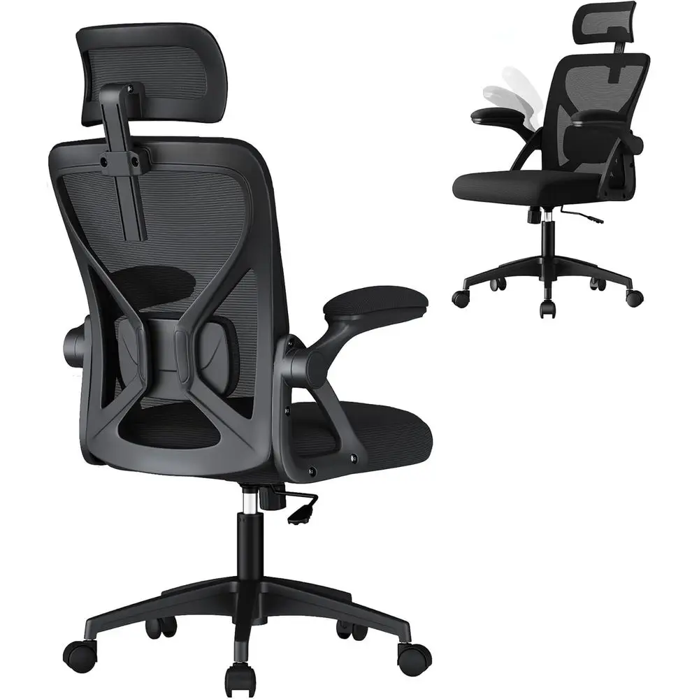 

Ergonomic Mesh Oice Chair with Adjustable Lumbar Support and rest, 90-105° unction, Wide Seat, lip‑Up Armrests, Computer Desk Ch