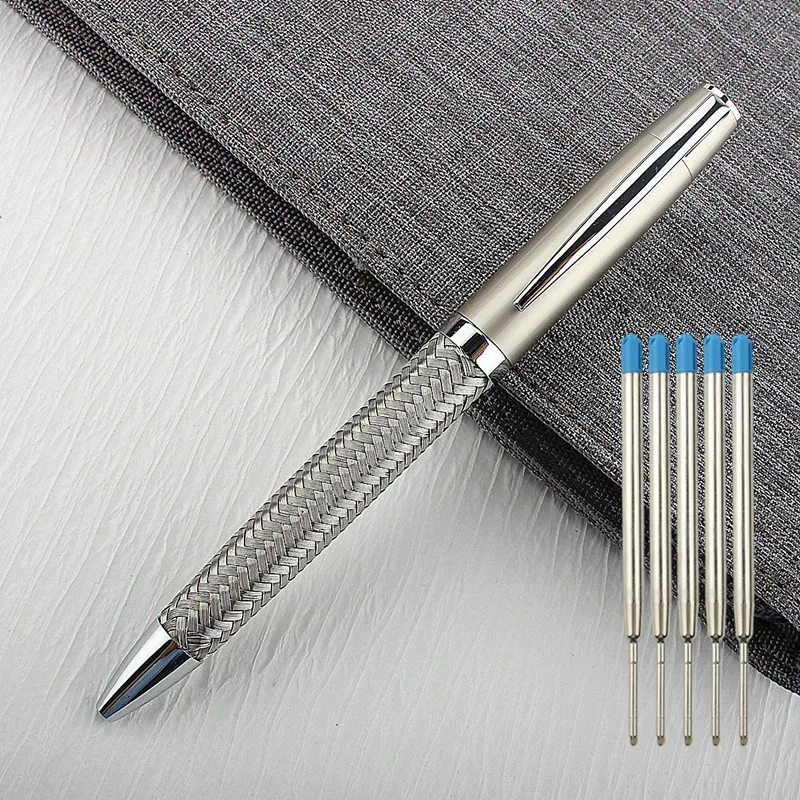 luxo metal caneta esferografica steel wire weaving pen lettering escola e material de escritorio novo 01