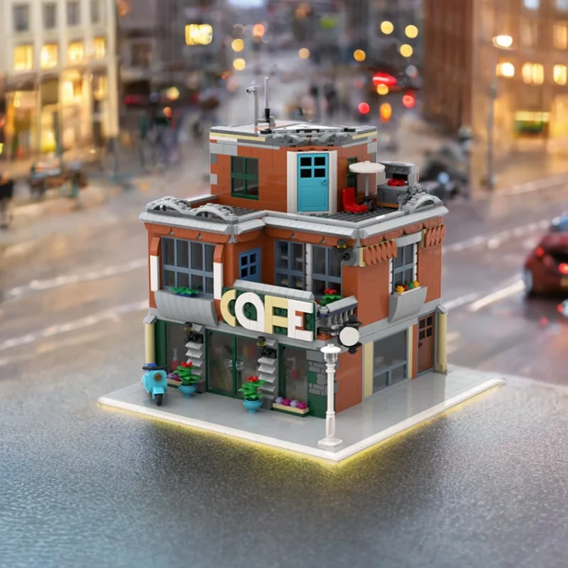 1784 elementy MOC Leisure Series 10264 Cafe Alternatywna Konstrukcja Retro Bistro DIY Model Klocki Urodzinowe Zabawki Prezent