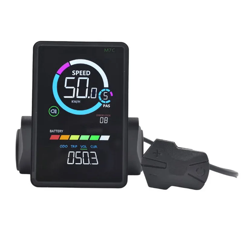 M7C-2 Electric Bike LCD Display Meter 24V 36V 48V 60V E Scooter LCD Panel With USB For Mountain Electric Bike SM 5PIN Durable-A0