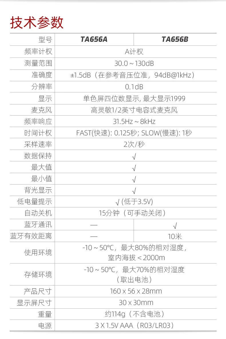 TA656A noise tester, home volume measurement sound detector noise meter
