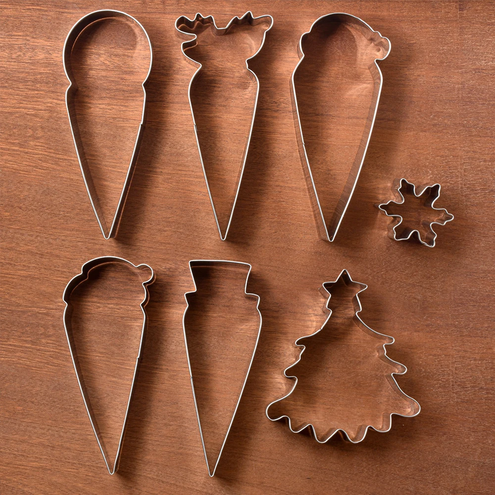 KENIAO Christmas Platter Cookie Cutter Set - 7 PC - Snowflake, Reindeer, Snowman, Santa Biscuit Bread Molds - Stainless Steel