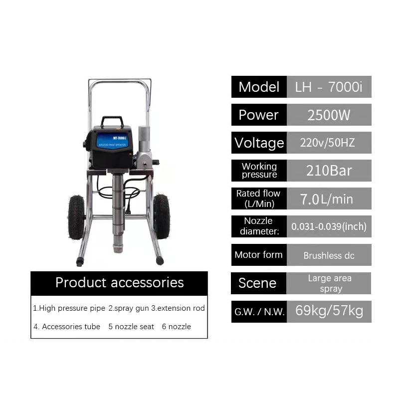 LH7000i Profecional Spray Power High Pressure Painting Machine 2500w 210bar Best Price Valuable Electric Airless Paint Sprayer