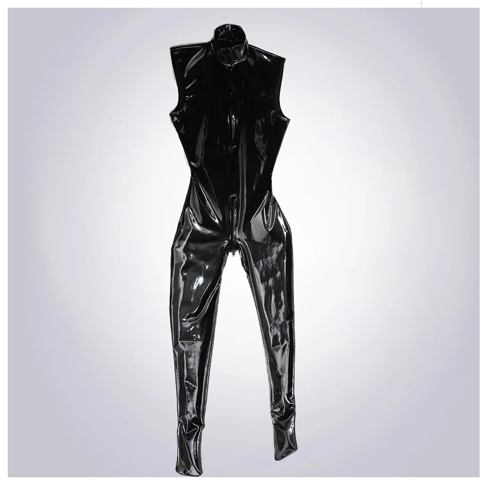 Mirror Latex Ammonia Jumpsuit Convex Crotch Man Sleeveless One-Piece Tights Suitable For All Seasons Sexy Rubber Stage Bodysuit