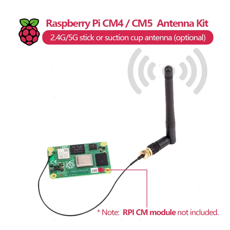 Antenna WiFi Raspberry Pi CM4 / CM5 con connettore SMA, supporta 2,4G/5G, antenna stick o ventosa (opzionale).
