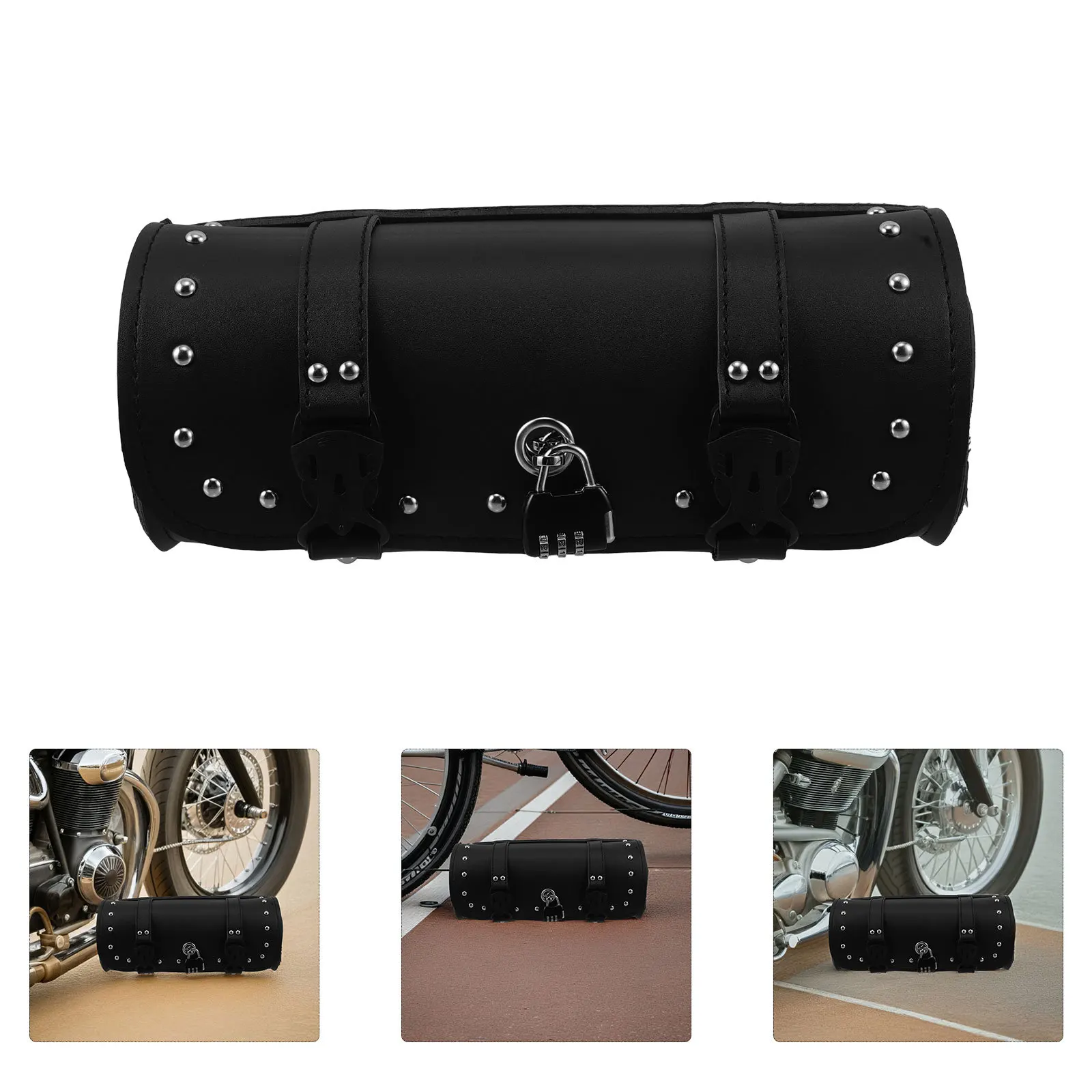 

Vintage Motorcycle Saddle Bag Large Capacity Waterproof Fake Tool Storage Pouch Lockable For Scooter Motorbike Bicycle