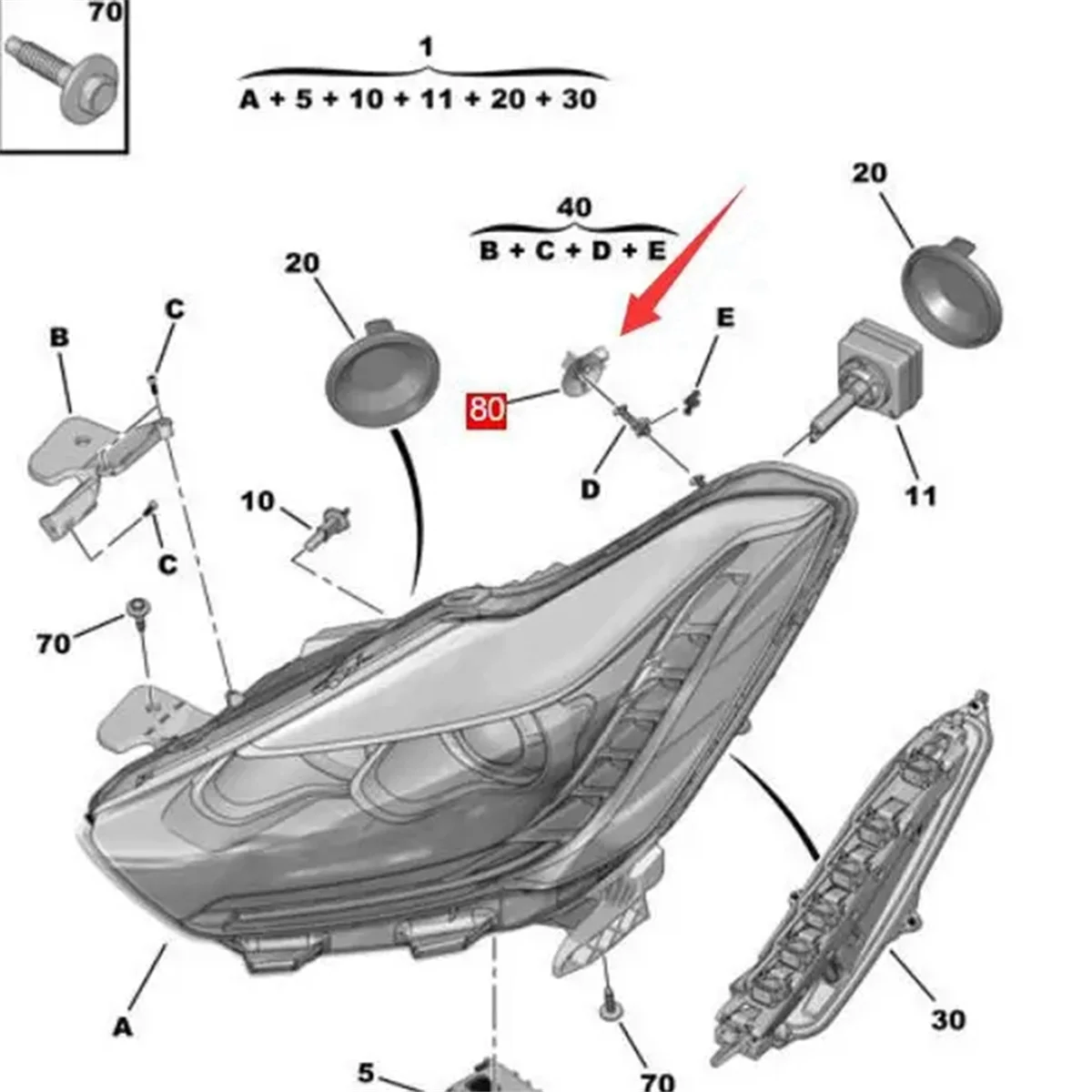 9672905880 Car Headlight Assembly Clip Headlight Clip Headlight Fastening Clip for DS4S DS5 DS5LS DS6