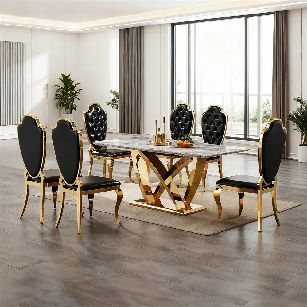 # Modern artificial marble Dining Table Set 6 Seater Dinning Table Set 6 Chair Luxury Marble make 35days