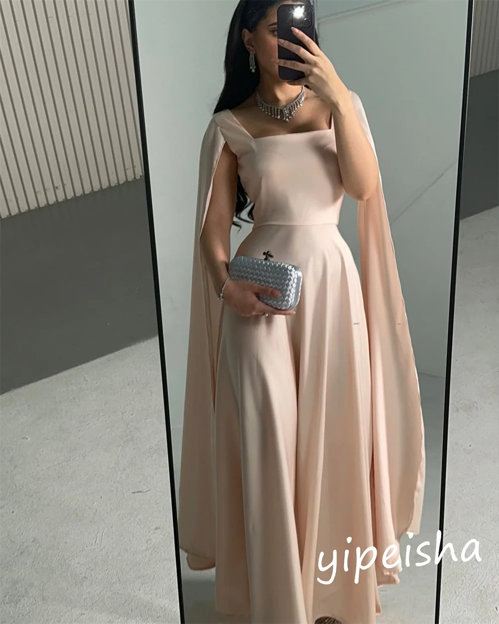 Ballkleid Saudi-Arabien Abschluss ball Chiffon Bänder Cocktail party A-Linie Boots hals maßge schneiderte Anlass Kleid Midi Kleider