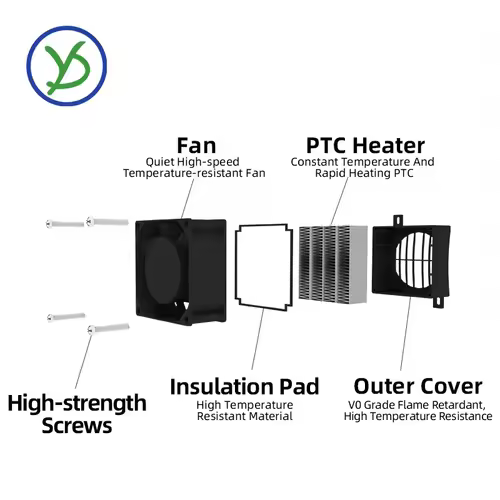 12V 24V 48V 110V 220V PTC Heater 50~400W Ceramic Thermostatic Insulated Heater With Fan Pet Insulation Incubator Electric Heater - Image 4