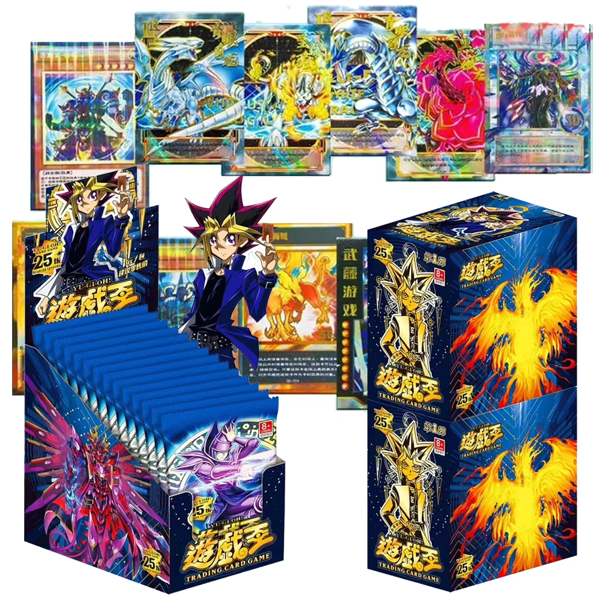 

New 2025 Blue-Eyes White Dragon Cards Yu-Gi-Oh Cards Collection cards Anime Figures Egyptian Three Illusionary Gods Card YuGiOh