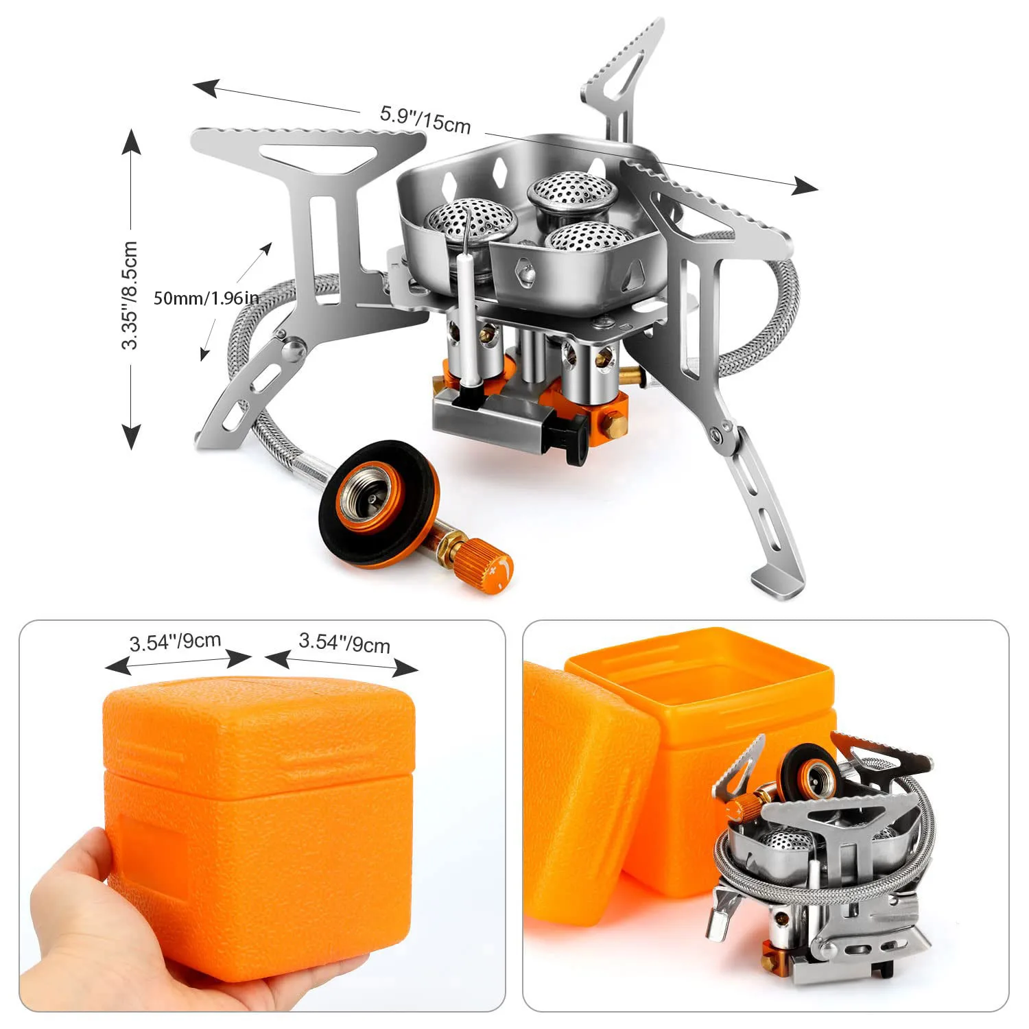 5800W Outdoor Three Head Stove Camping Windproof Stove Portable Camping Picnic Burner Hiking Foldable Ultralight Split Gas Stove