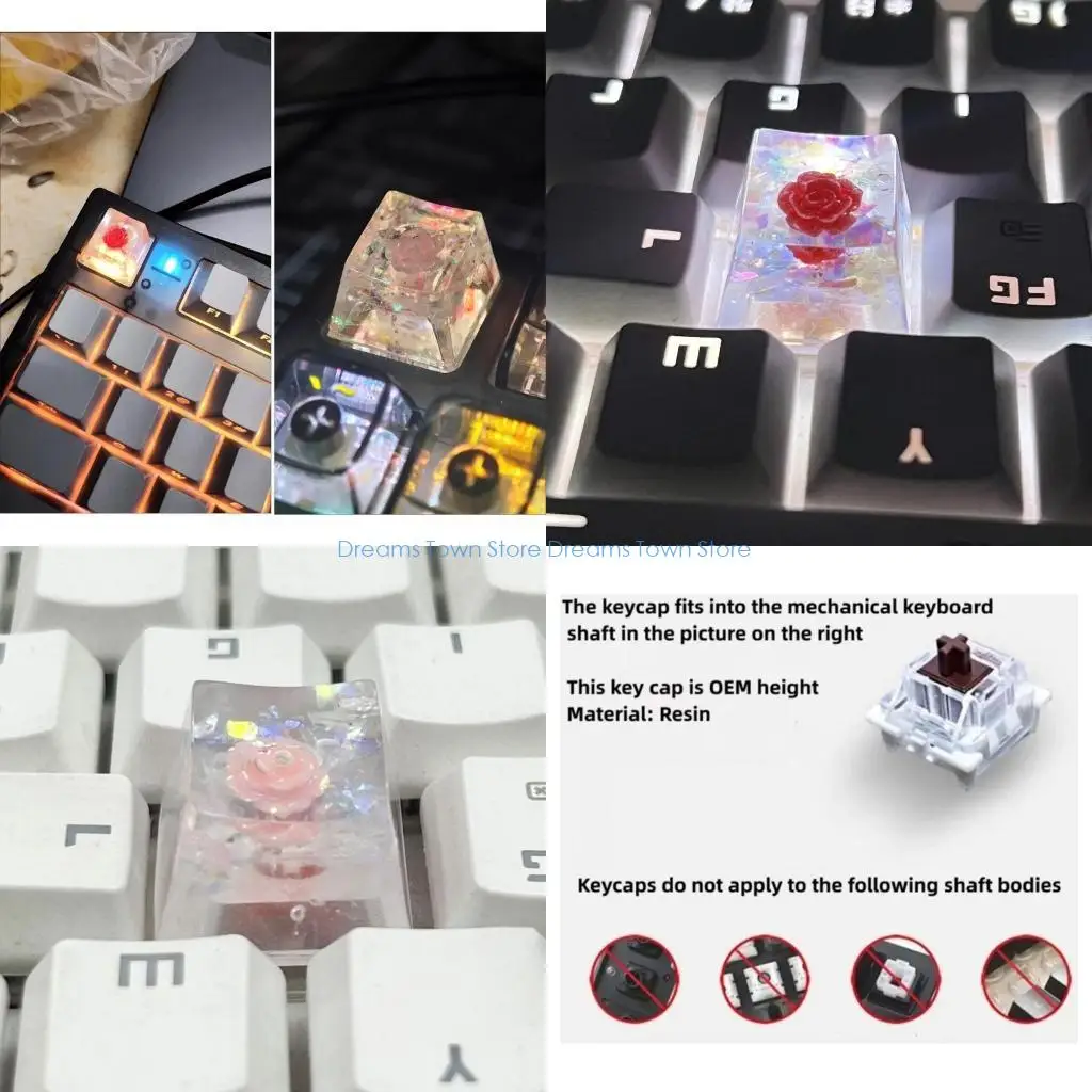 HX6A Resin Keycap OEM Profile for Mechanical Keyboards Backlights Keycap Flower Keycap For Game Computer Keypad 1PC