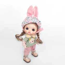 Ob11 Doll Fake Two Long Sleeved T-Shirts Clothes Doll Harem Pant Doll Cat Hat Suit For Molly Gsc Ymy P9 P10 Body Uf Dolls