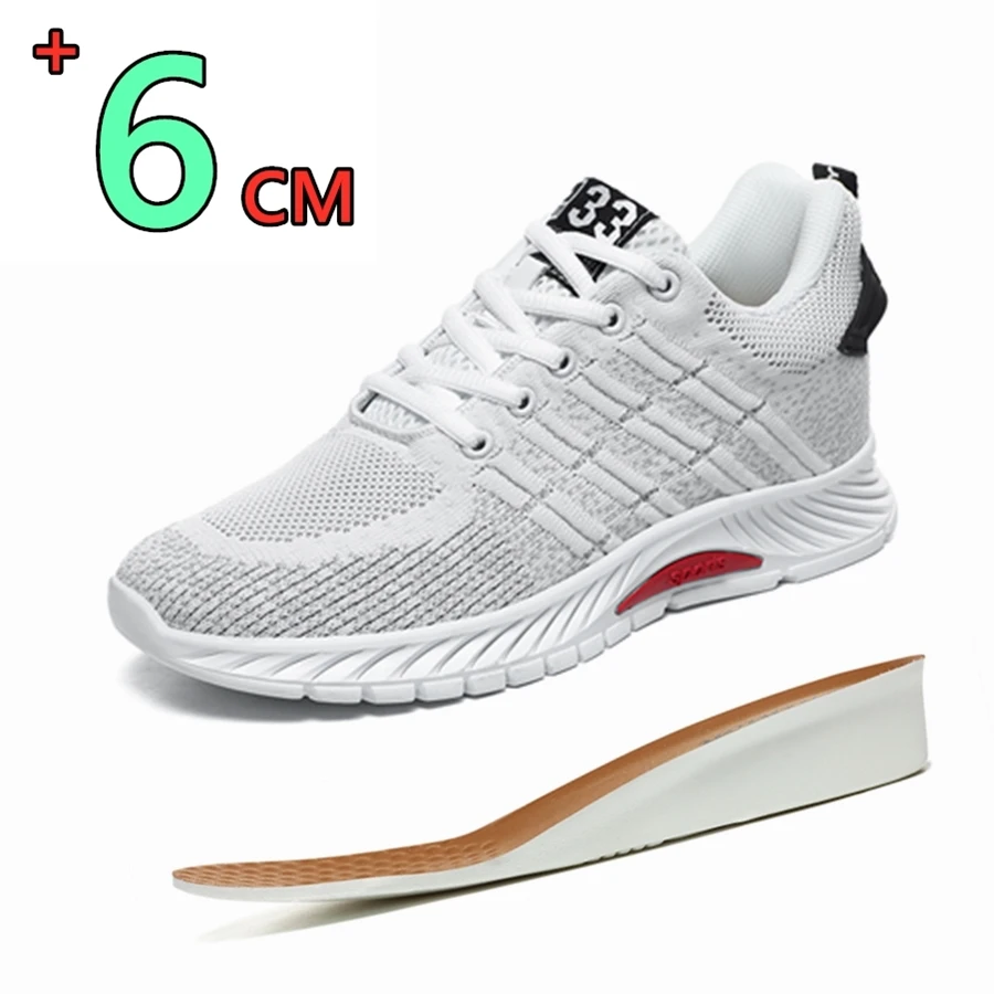 Man Sneakers Elevator Shoes Hidden Heels Breathable Heightening Shoes For Men Increase Insole 6CM Lift Sports Casual Height Shoe