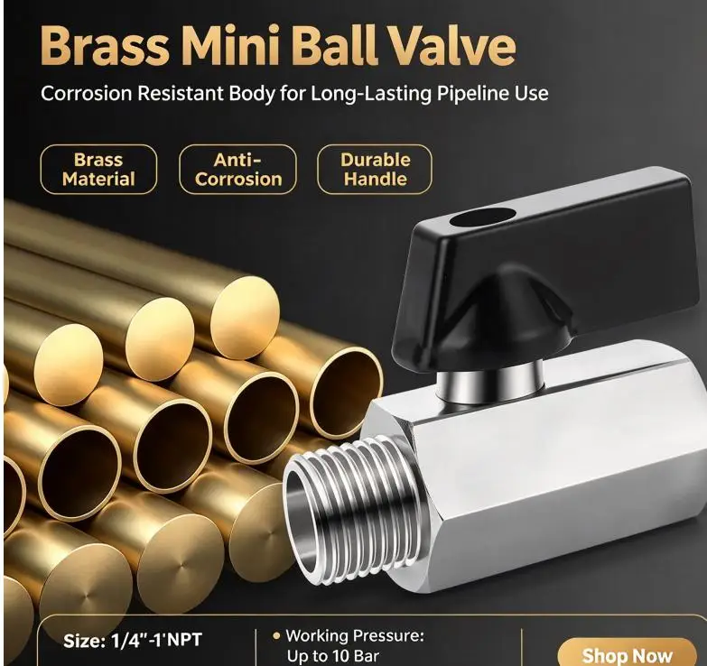 Brass Mini Ball Valve Inner and Outer Wire Small Ball Valve Pneumatic Mini 1/2 1/4 1/8 Valve Switch Accessories