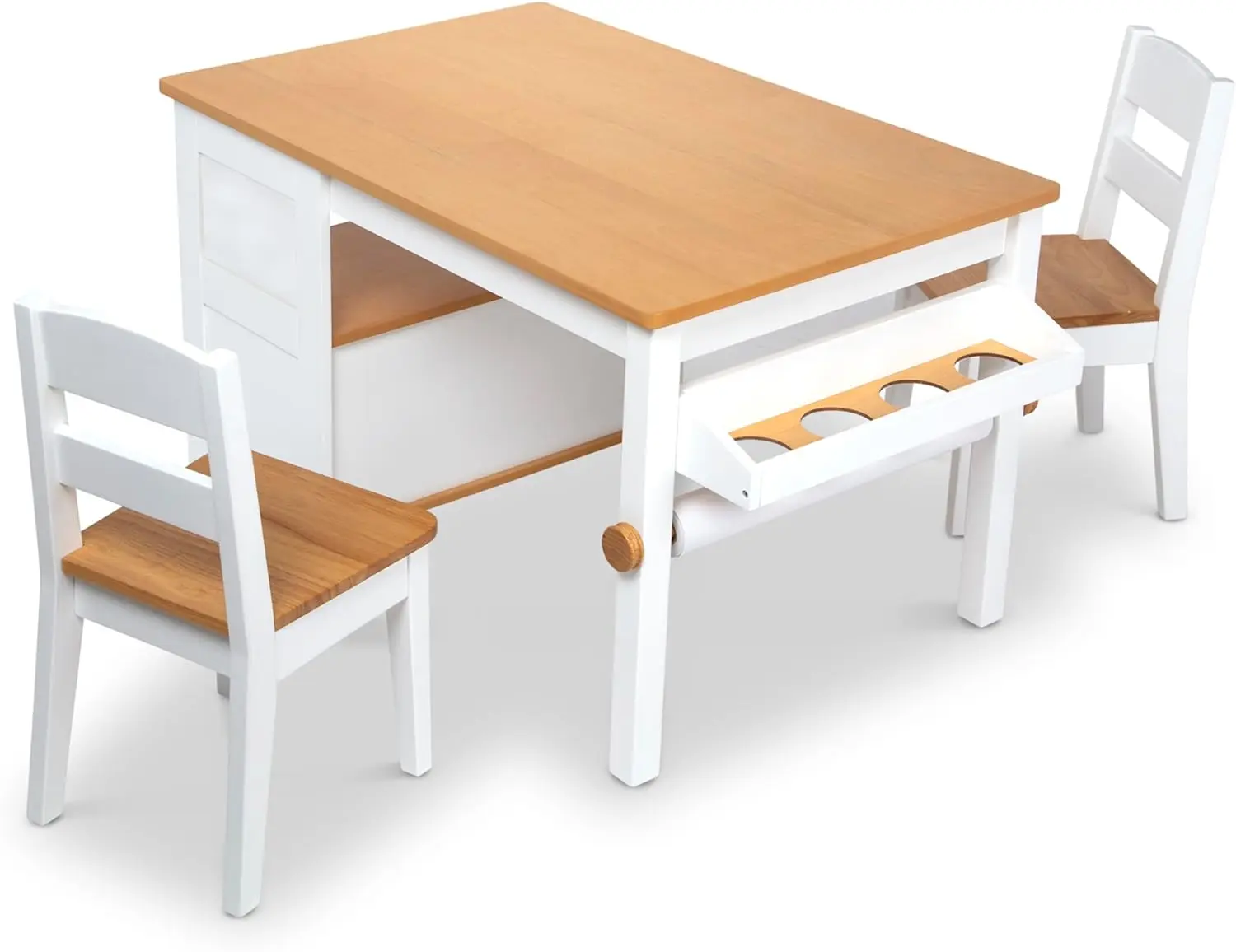 Wooden Art Table & Chairs Set - White - Kids Craft Table And Chairs, Children's Furniture