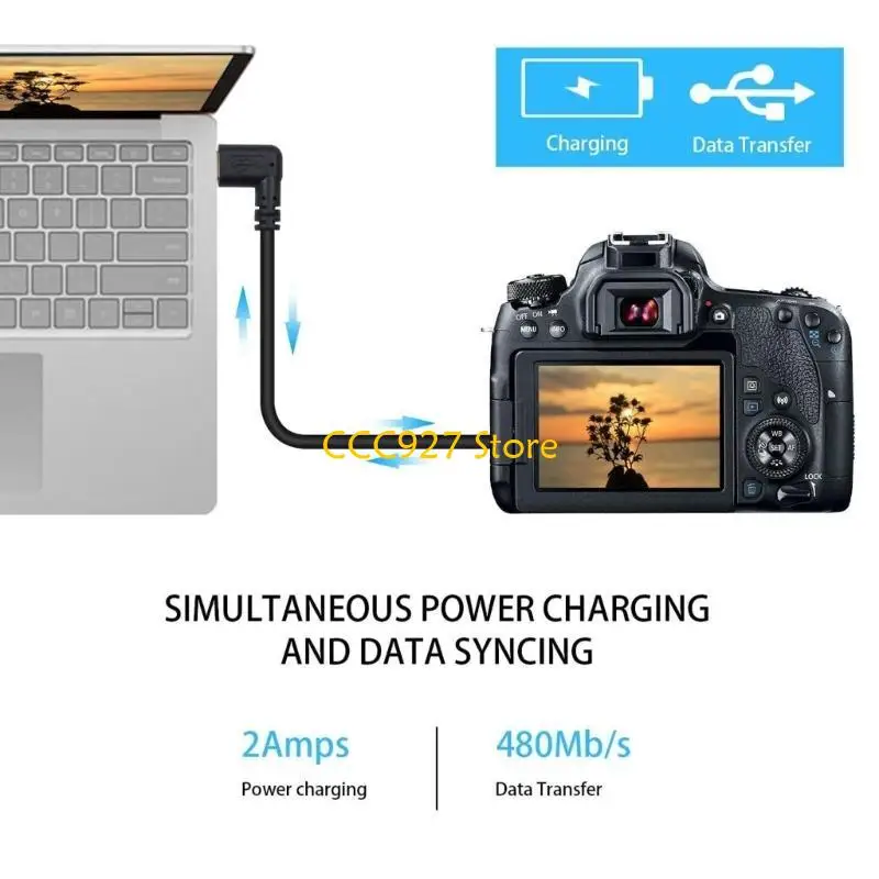 B03F Mini USB to Type C Adapter Converter Cable for Camera Phone OTG Cable 90 Degree - view 5