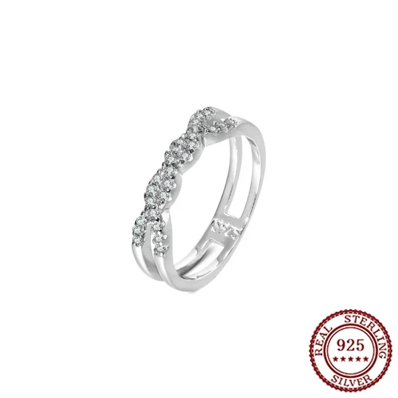 

Ribbon Wrapped Zircon Inlaid S925 Silver Minimalist Ring, Light Luxury, New Fashionable Ring for Women on AliExpress