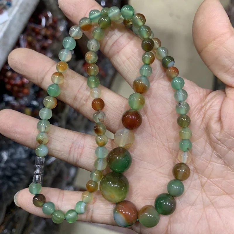 

Natural Genuine Malachite Green Rain Flower Stone Chalcedony Agate Tower Chain for Women, Collarbone Necklace Gift Special Offer