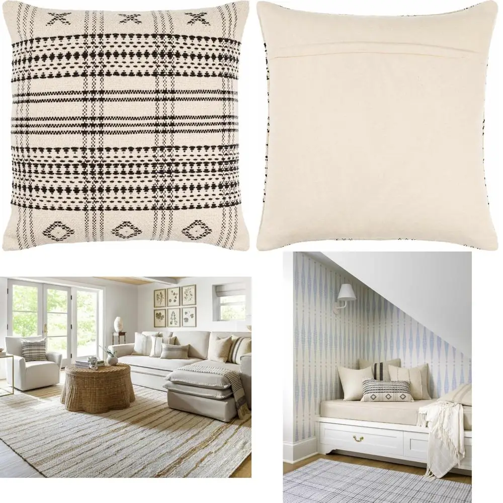 Fodera per cuscino decorativa con inserto in piuma - Cuscino per divano - Crema, elegante e confortevole per la casa