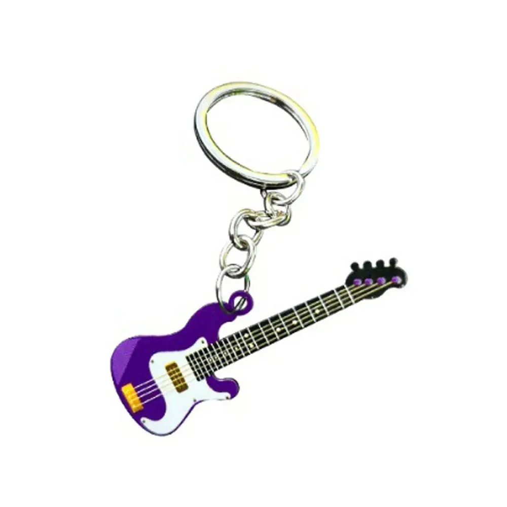 Hip Hop Guitar Key Chain Colorful Metal Guitar Keyring Creative Cool Musical Instrument Keychain Bag Pendant