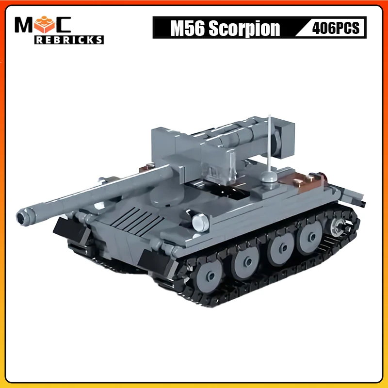 

Airmobile Self-propelled Armor Vehicle M56 Tank Double Wide Track Panzer Building Blocks Assembly Model Kids Toys Bricks Gifts