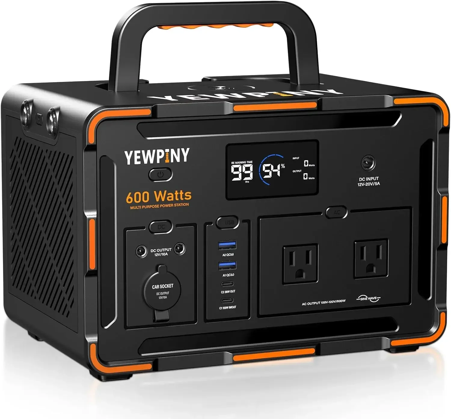 

Power Station, 600W Pure Sine Wave, 599.4Wh, Solar Generator, 3000+ Charge Cycles, USB-C PD 100W, 9 Outputs, Wireless