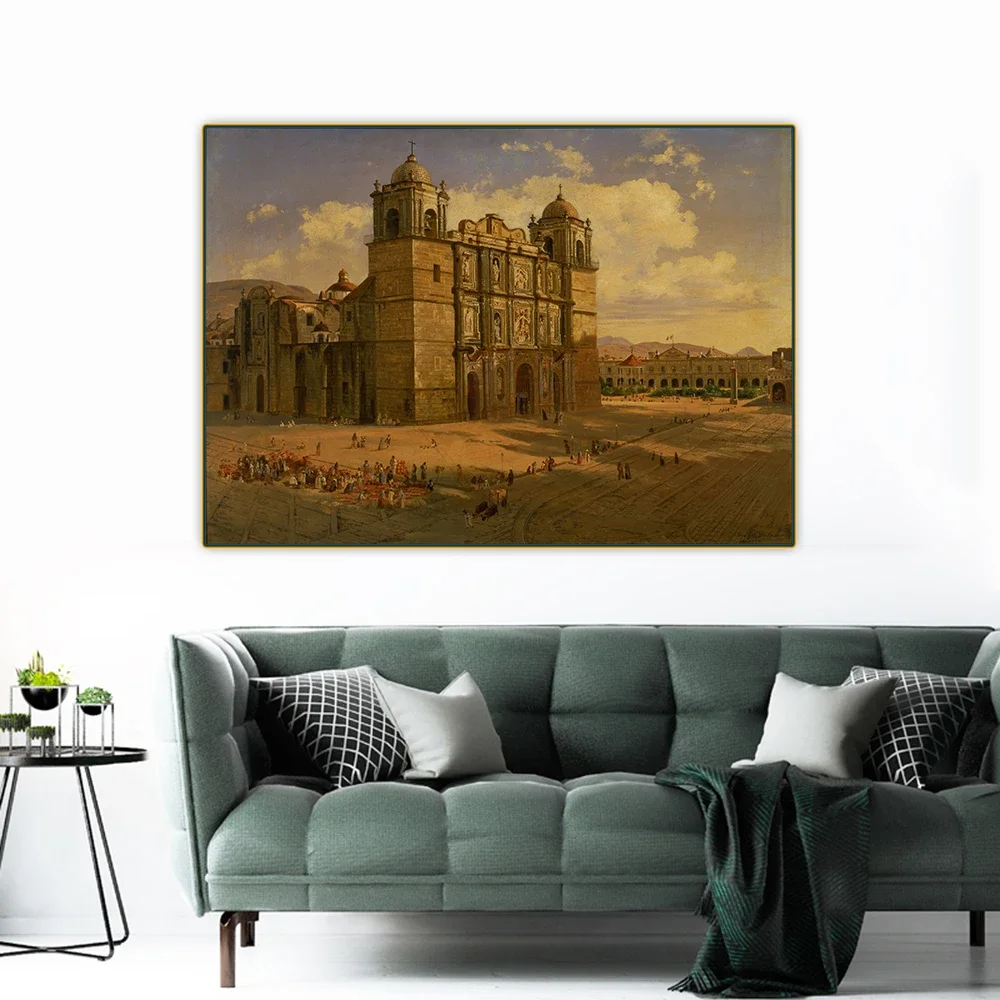 Citon Jose Maria Velasco《Oaxaca Cathedral》Canvas Oil Painting Artwork Poster Picture Wall Background Decor Home Decoration