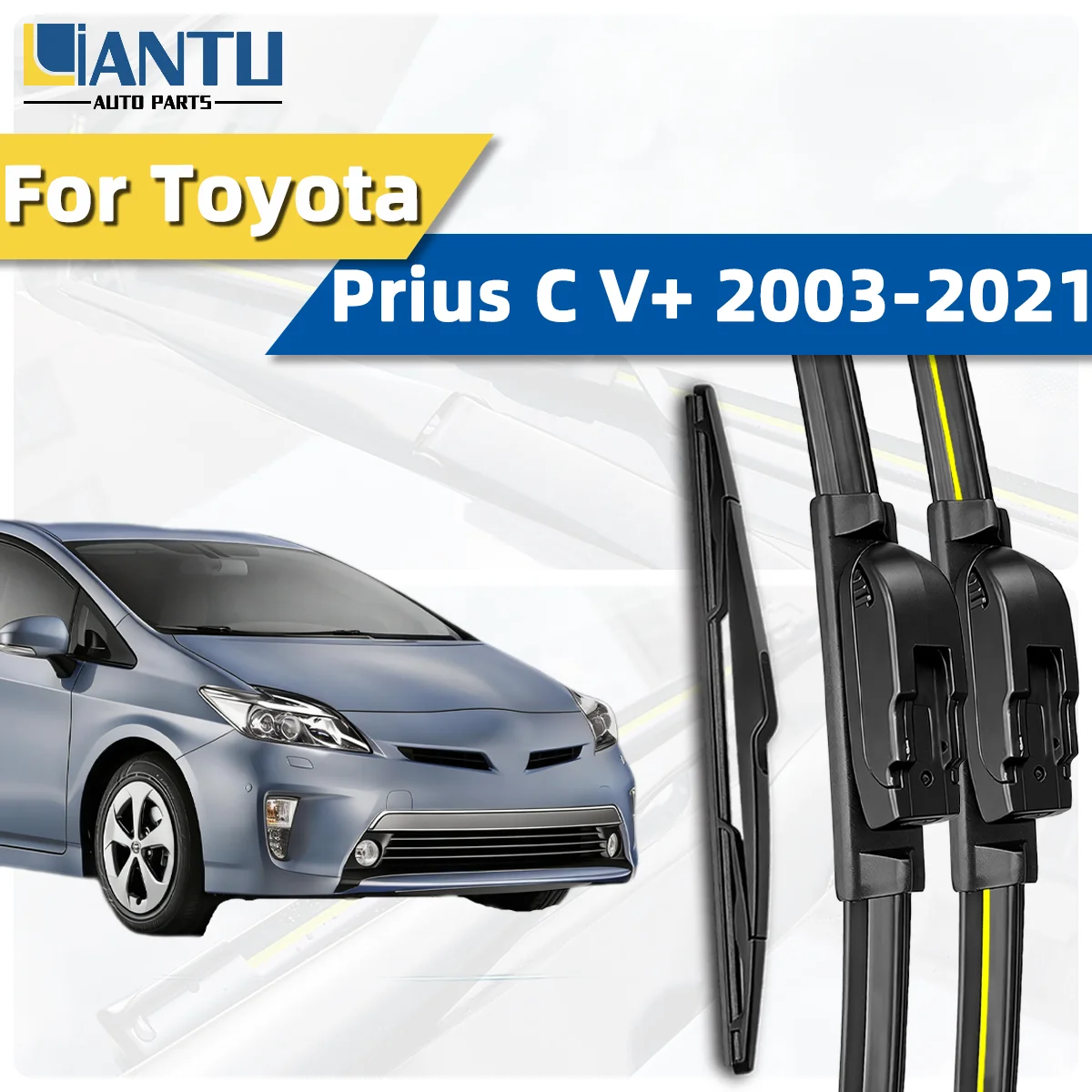 

3 шт. передних и задних щеток стеклоочистителя для Toyota Prius C V+ 2003-2021, премиум-качество, бесшумные, без разводов, долговечные автозапчасти 2020 2019 2018