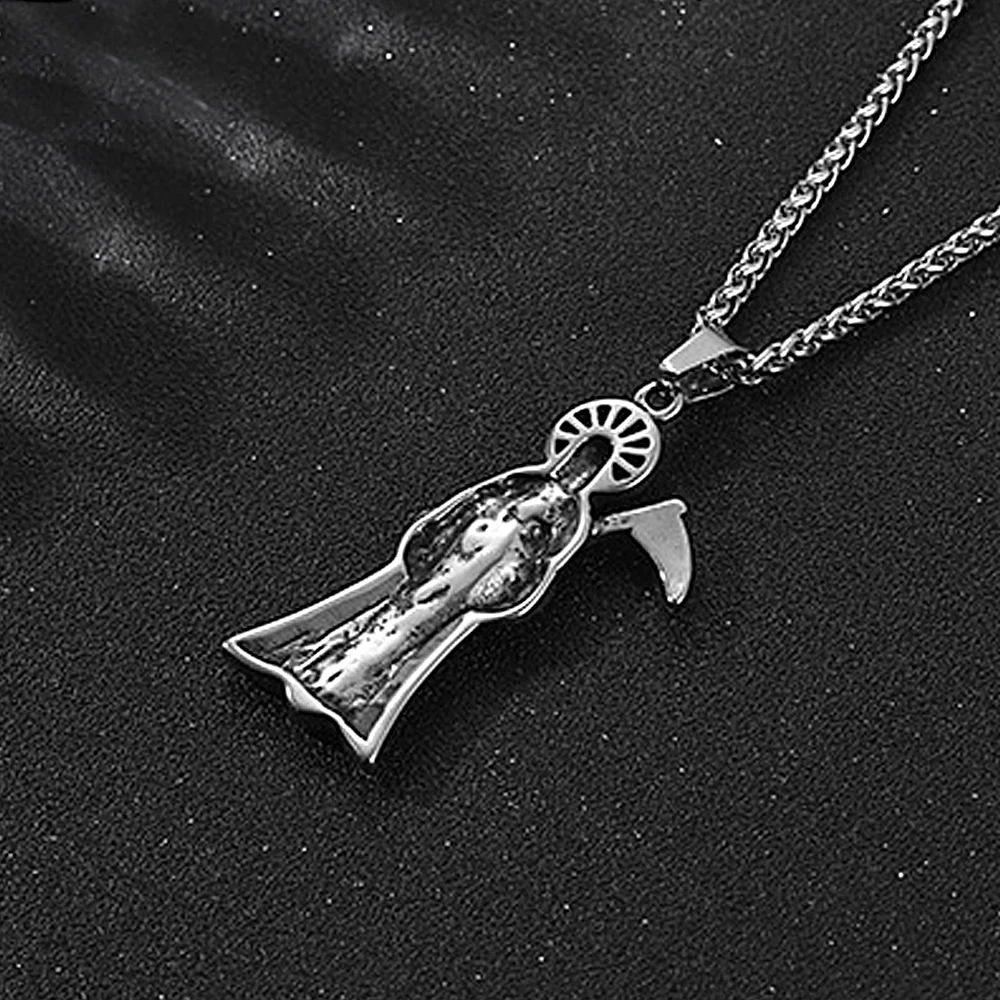 Punk Retro Skull Death Scythe Pendant Gothic Stainless Steel Owl Men\'s Necklace Creative Biker Amulet Jewelry Gifts Wholesale