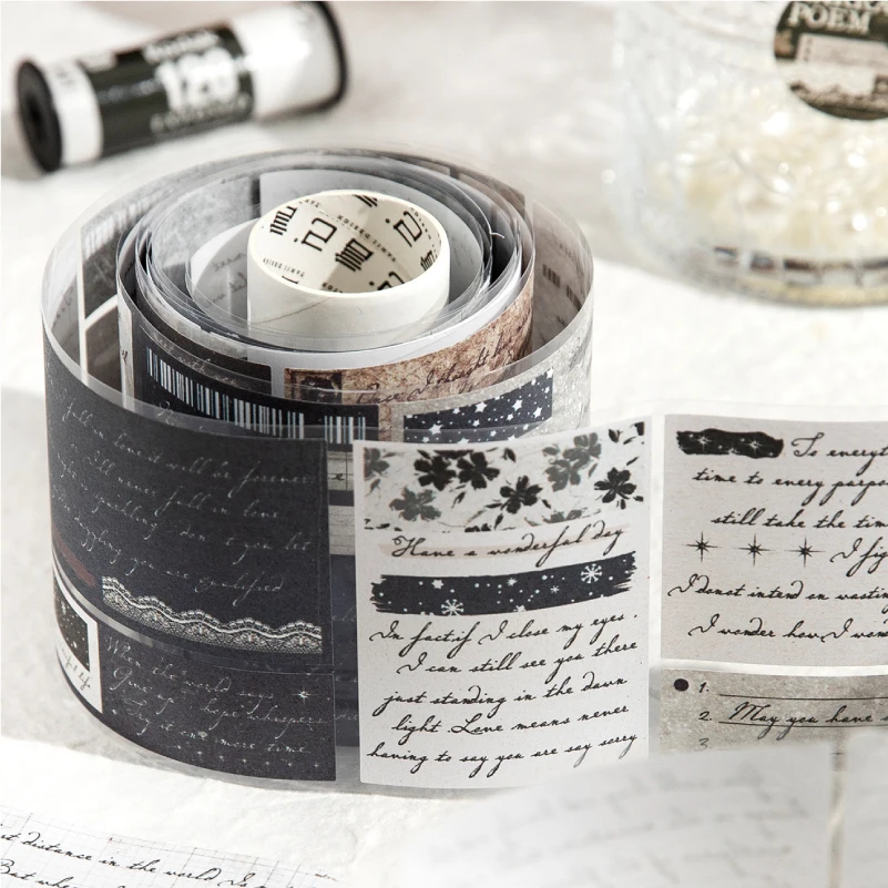 Journal GO 7.5x200cm Girl\'s Narration Poems Vintage Text Label Tape Sticker Creative DIY Journal Collage Scrapbooking Material