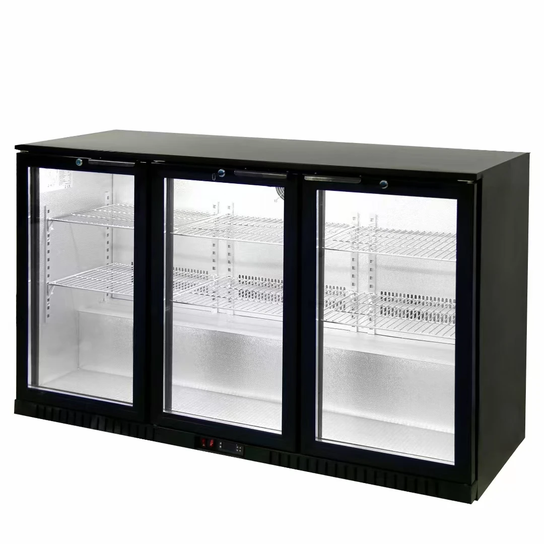 

Холодильник-витрина для бара на 450 банок, черный, с индивидуальным логотипом, для коммерческого использования, с регулируемыми полками, 3 стеклянными дверями