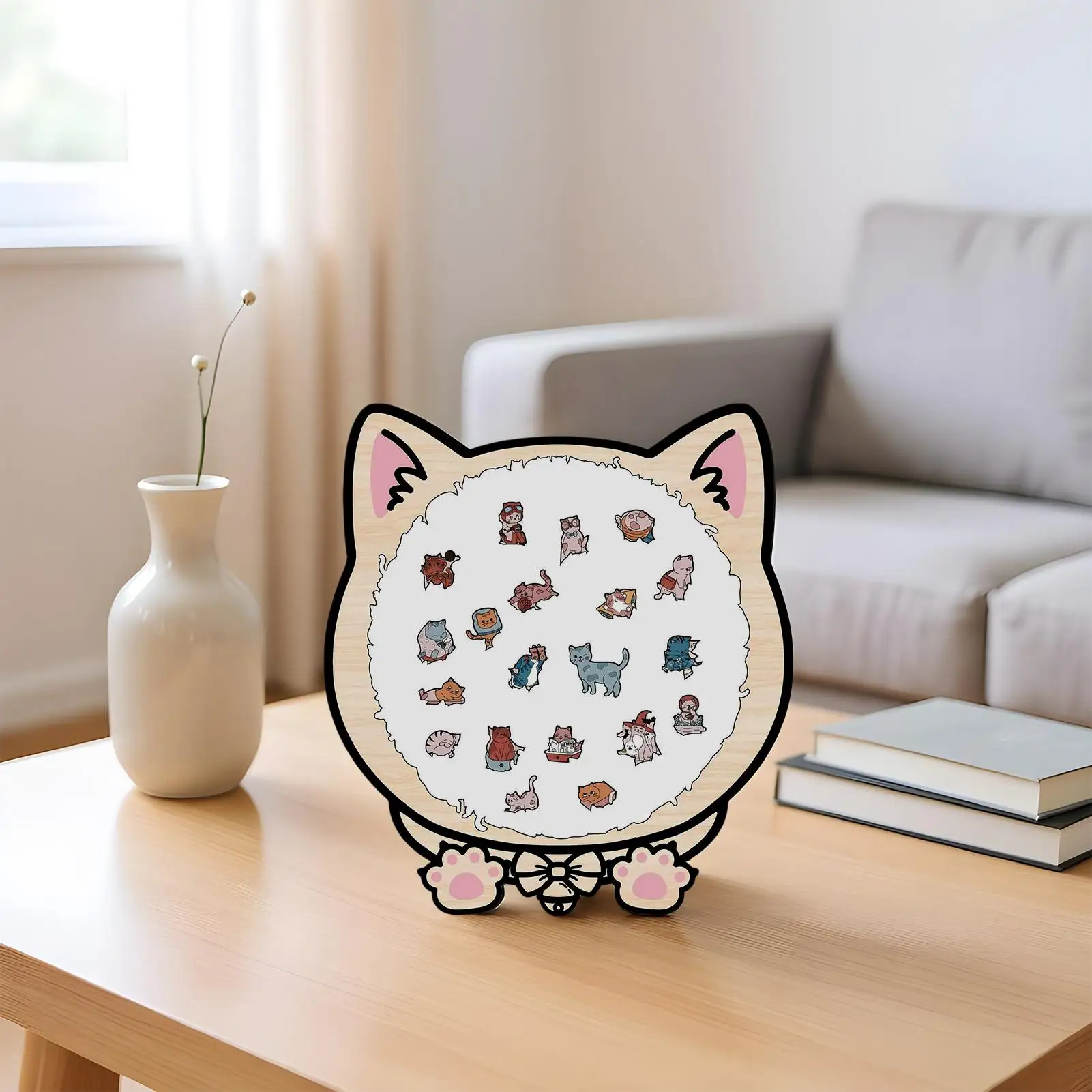 Wooden Animal Puzzle 135 Pieces Cat Framed Brain Game Wooden Children's Puzzles For Boys Girls Youth Elderly Preschool Tabletop