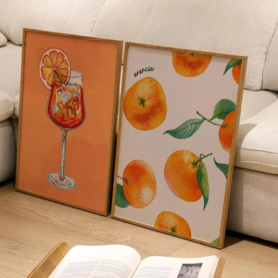كوكتيل عصير الليمون الفواكه يقتبس الحب عبارات قماش المشارك جدار الفن اللوحة معرض المطبخ الديكور المشارك ديكور المنزل