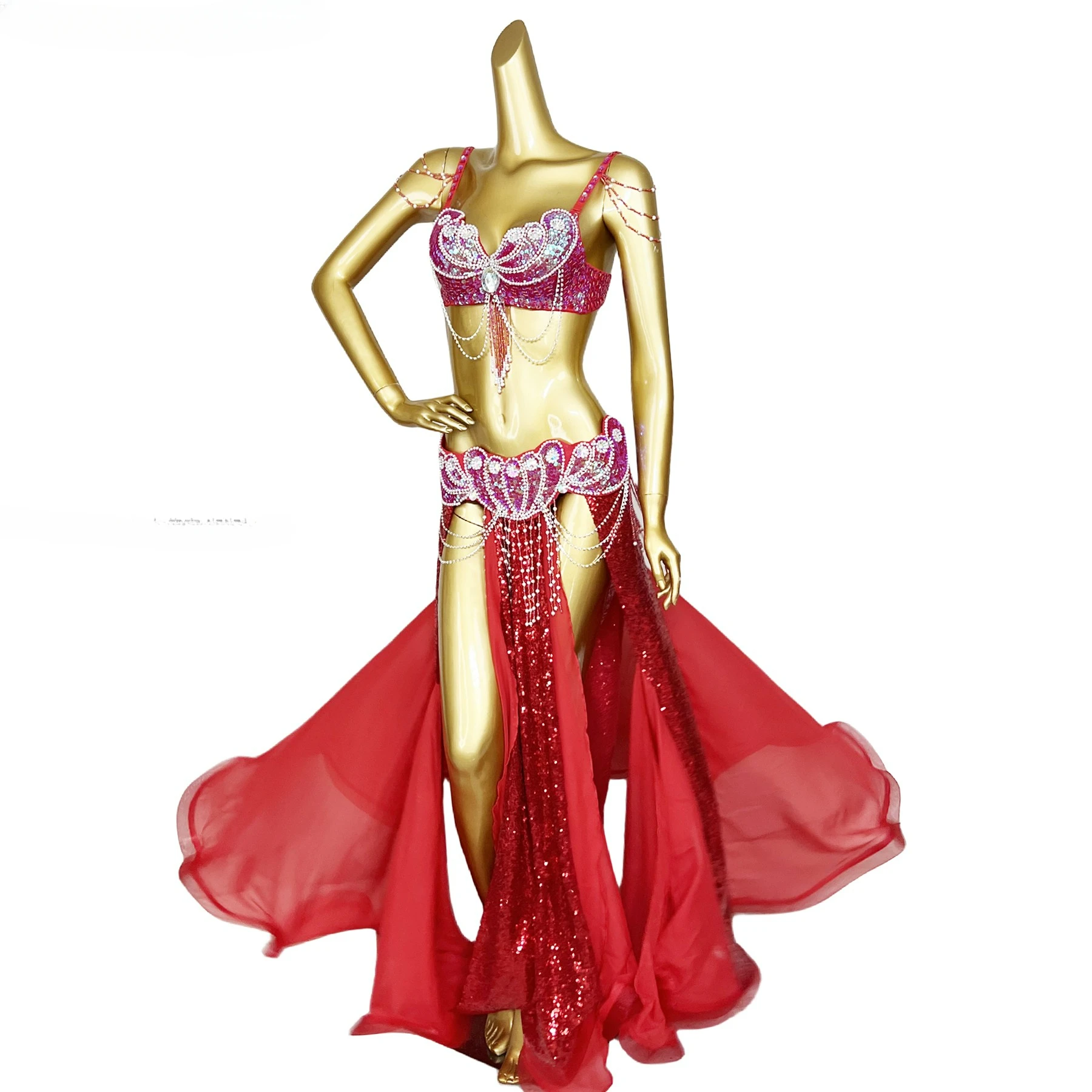 Belly Dance Costume New Women\'s Customization Beading Tassel Set Oriental Dance Professional Performance Clothing