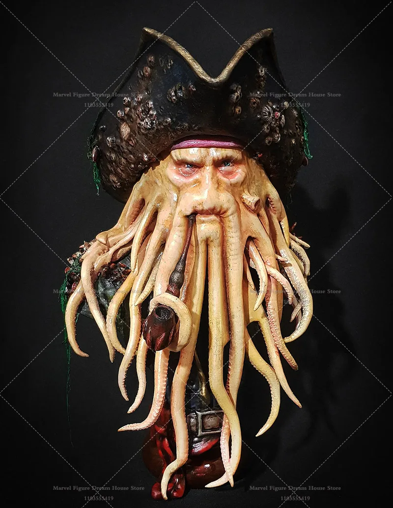 1/16 1/10 1/6 Scale Caribbean Pirate Ghost Ship Captain Davy Jones Fantasy Adventure Movie 3D Resin Un-panited Male Bust Model