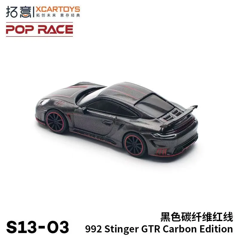 POPRACE Tuoyi 1/64 Porsche 992 GTR Supercar Coleção Ornamento Edição de Fibra de Carbono Modelo de Liga de Corrida
