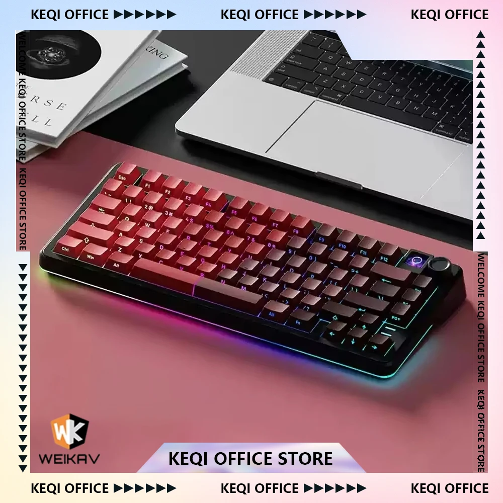 Weikav Wk75 Mechanical Keyboard Tri Mode Wireless Hot Swap Rgb with Screen Custom E-sport Gamer Keyboard Pc Accessory Gifts