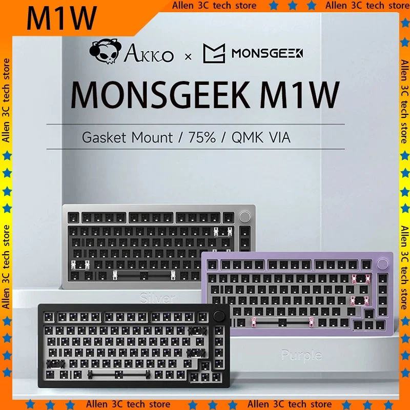 Monsgeek M1w Mechanical Keyboard Three Mode Rgb Overseas Version Multi-Function Knob Aluminum Hot Plug Computer Accessories