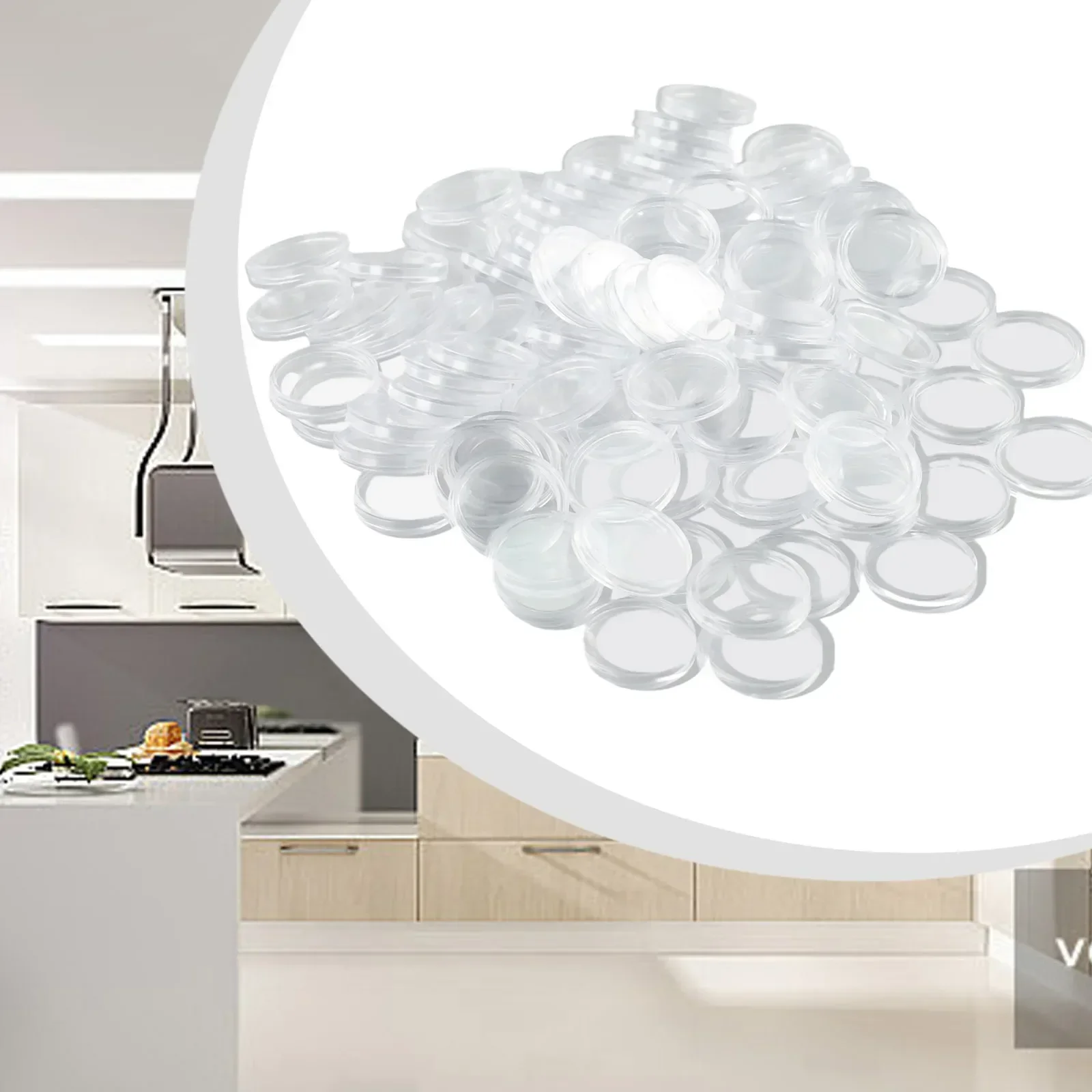 100Pcs 21mm Plastic Clear Coin Collecting Protector Holder Capsules Storage Container Box Home Supplies Storage Display Cases