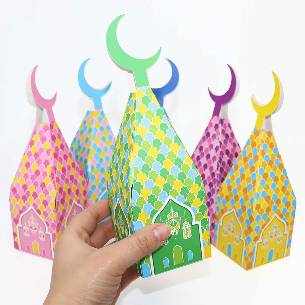 6/12pcs Ramadan Mubarak Gift Box Moon Lantern Eid Mubarak Candy Boxes Ramadan Decoratie 2025 Muslim Eid Al Adha Party Supplies