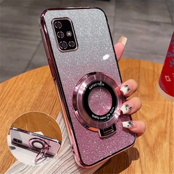 Luxury Glitter Magnetic Bracket Case For Samsung Galaxy A51 A71 A31 A21S A20 A30 A50 A70 A7 2018 A20S Soft Silicone Phone Cover