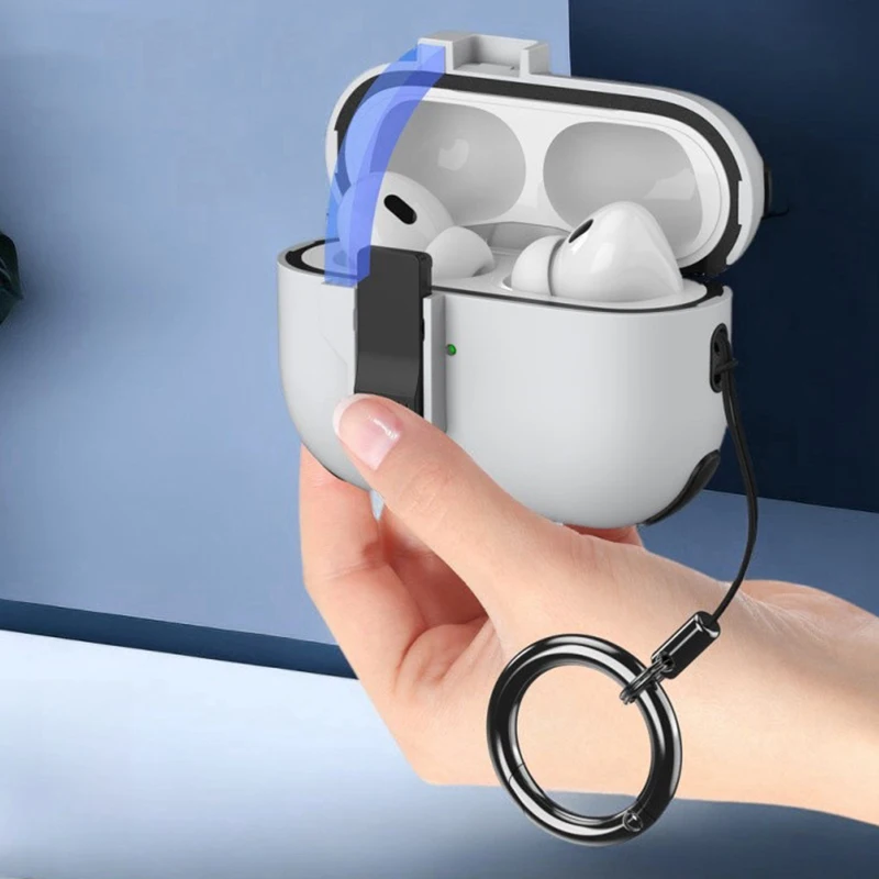 

Luxury Protective Cover For Airpods 4 Pro 2 Earphone Cases With Hook Buckle Hard PC Funda For Air Pods Pro2 Airopds4