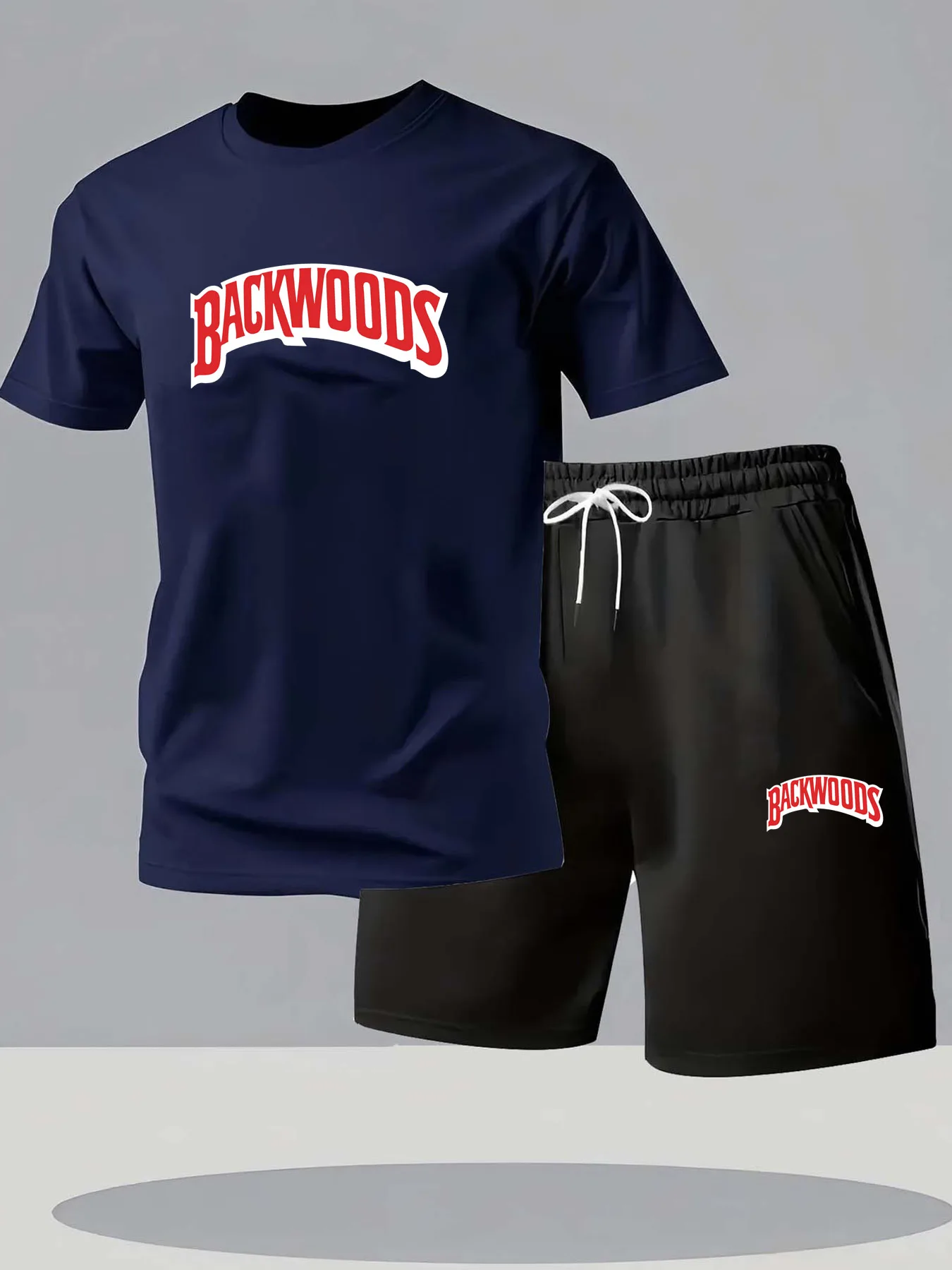 

Fashion Summer Quick-Dry Outfit Men's Fitness Suit Breathable Short-Sleeved T-Shirt And Casual Jogging Shorts 2-Piece