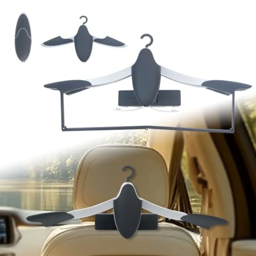 

Car Seat Headrest Hanger - Ideal for Hanging Coat Suit Jacket Shirt and Other Clothes - Car Clothes Organizer with Hanger Bar f