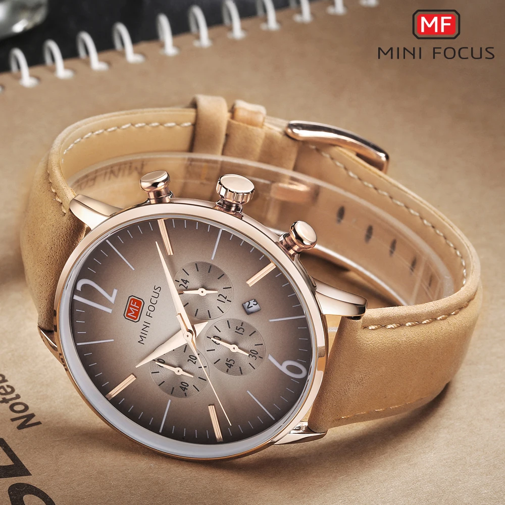 MINI FOCUS Fashion Waterproof Mens Watches Top Brand Luxury Chronograph Quartz Men Watch Silicone Strap Sports Wristwatches