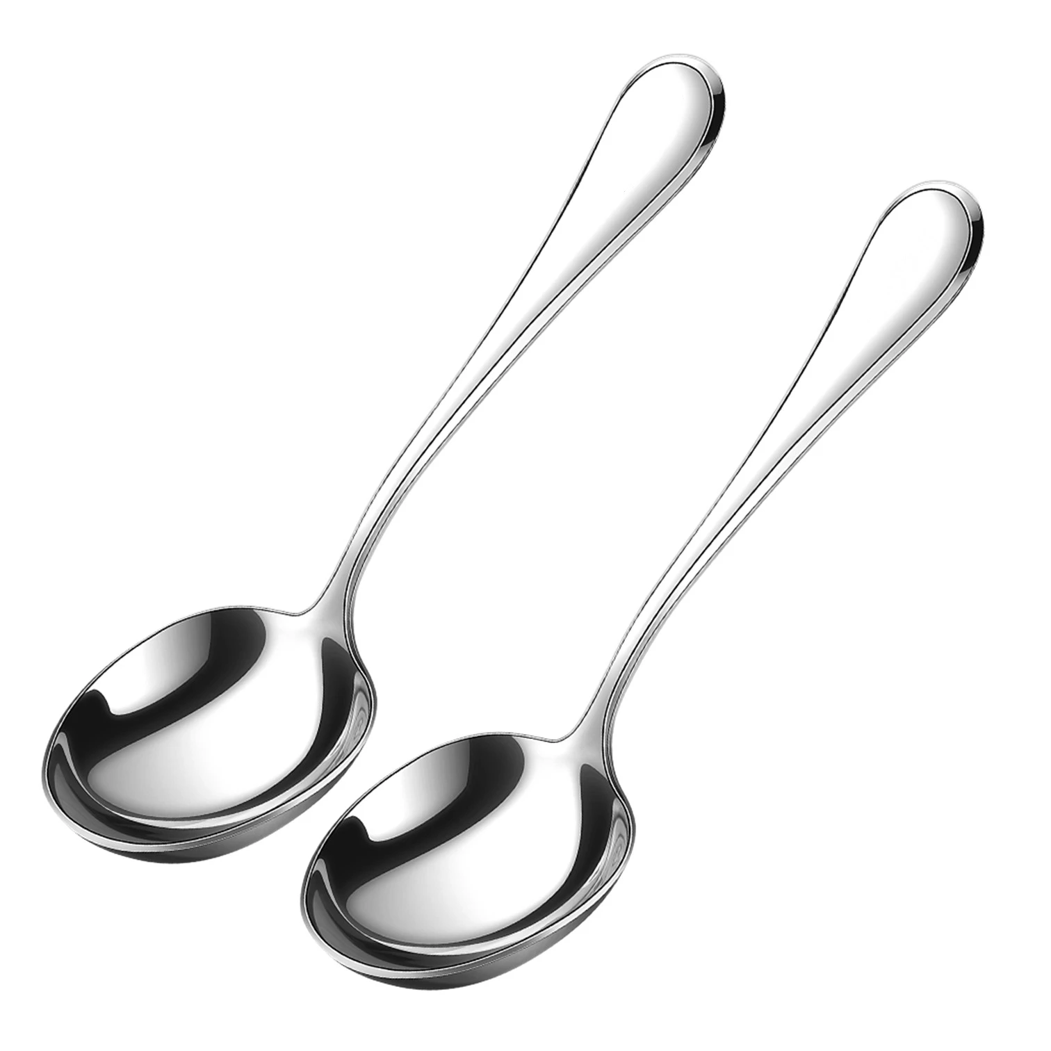 

2 Pcs of LFGB Certificate 304 Stainless Steel Soup Spoon Widen and Deepen Thicken Ladle Well Polished Large Scoop for Sauce