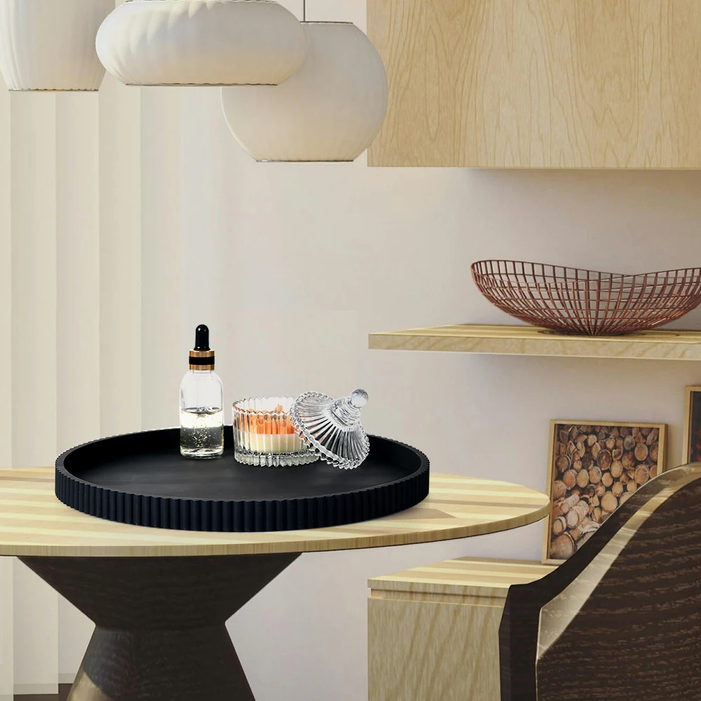 A Silicone Lace Round Decorative Storage Tray, Coffee Table Decorative Storage Tray, Round Tray, Home Decoration Tray, Desktop Decorative Tray, Decorative Tray, Center Decorative Tray - view 6
