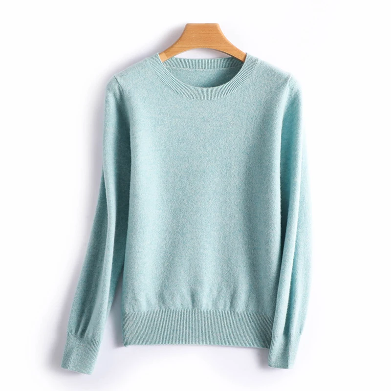 Autumn And Winter Cashmere Sweater Women\'s Crew Neck Pullover Casual Knitted Top Women\'s Short Undercoat Fashion 18 Colors